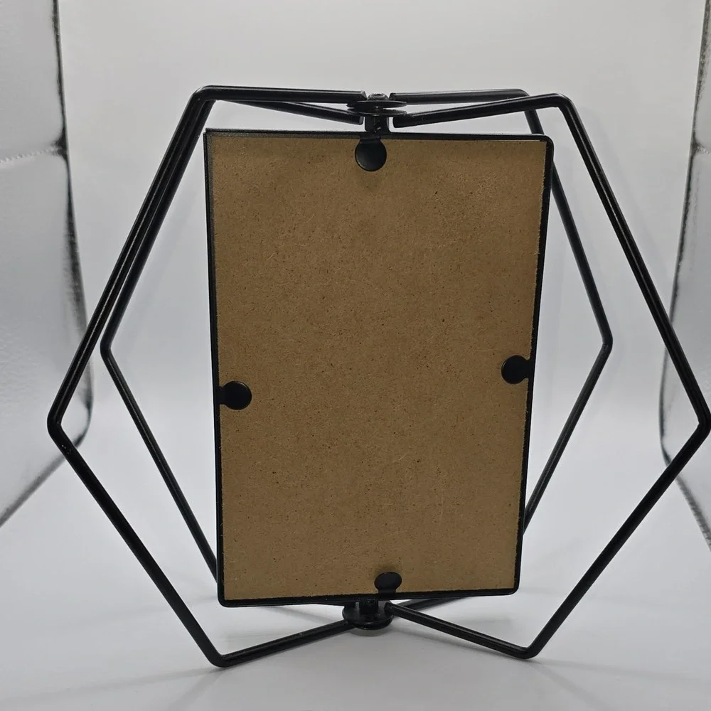 Studio Decor Geometric Black Metal Photo Frame 4x6 Modern Freestanding‎ Portrait